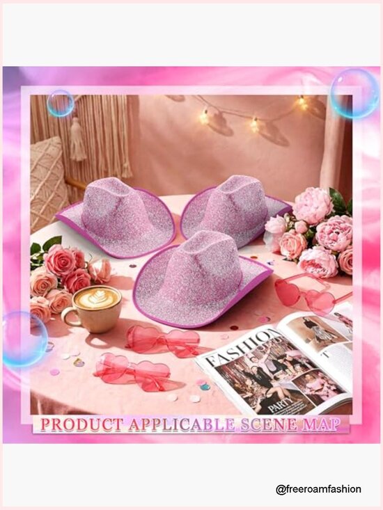 6 Cowgirl Hats with Heart Sunglasses Neon Party Set main image 7